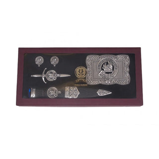 Clan Crest Gift Set (Kilt pin, cuff links, belt buckle, sgian dubh, presentation box)
