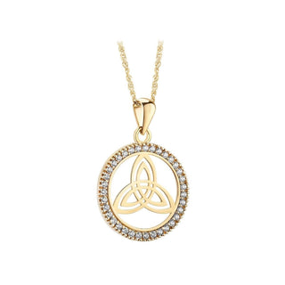 10K CZ ROUND TRINITY KNOT NECKLACE