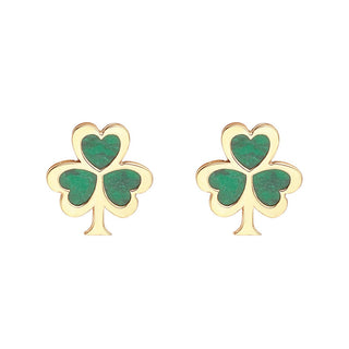 10K MALACHITE SHAMROCK STUD EARRINGS