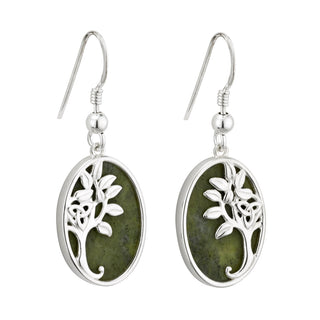 SILVER CONNEMARA MARBLE TREE OF LIFE DROP EARRINGS