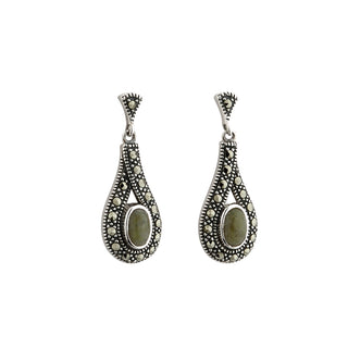 sTERLING SILVER MARBLE & MARCASITE EARRINGS