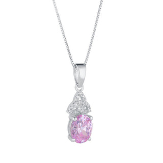 STERLING SLIVER CZ TRINITY BIRTHSTONE NECKLACE JUNE