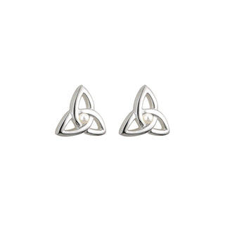 RHODIUM PLATED PEARL TRINITY COMMUNION EARRINGS