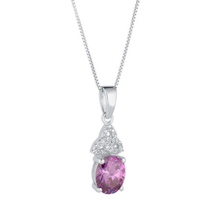 STERLING SLIVER CZ TRINITY BIRTHSTONE NECKLACE FEBRUARY