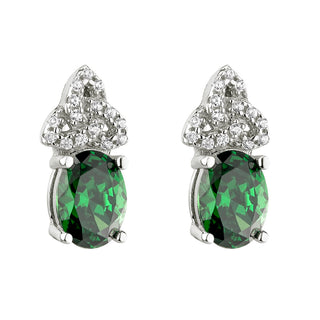 sTERLING SILVER GREEN CZ TRINITY KNOT STUD EARRINGS