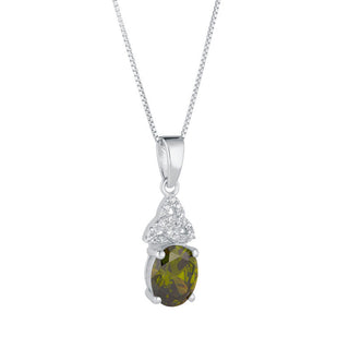 STERLING SLIVER CZ TRINITY BIRTHSTONE NECKLACE AUGUST