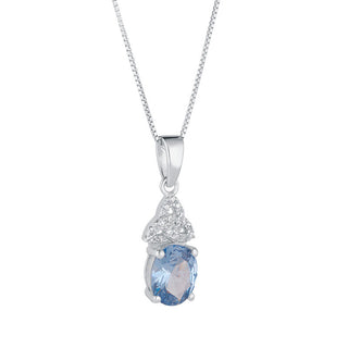 STERLING SLIVER CZ TRINITY BIRTHSTONE NECKLACE DECEMBER