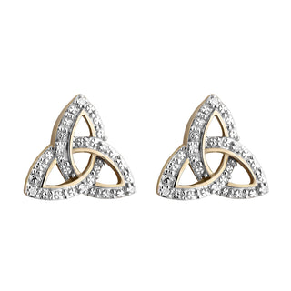 10K DIAMOND TRINITY KNOT STUD EARRINGS