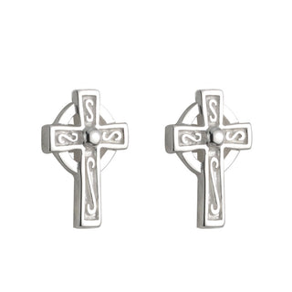 SILVER KIDS CELTIC CROSS STUD EARRINGS
