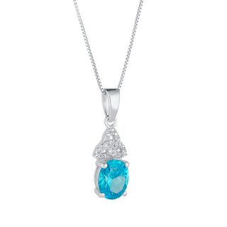 STERLING SLIVER CZ TRINITY BIRTHSTONE NECKLACE MARCH