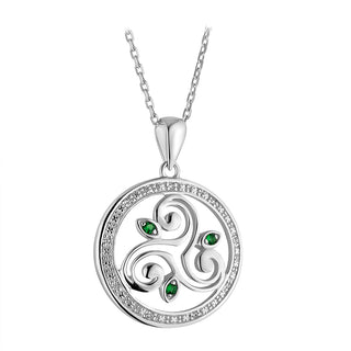 STERLING SLIVER CRYSTAL SPIRAL CIRCLE NECKLACE