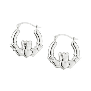 SILVER CLADDAGH CREOLE HOOPED EARRINGS