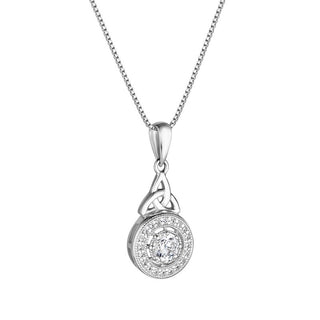 STERLING SLIVER CLUSTER WHITE CZ TRINITY KNOT NECKLACE