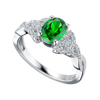 STERLING SILVER CZ TRINITY BIRTHSTONE RING MAY