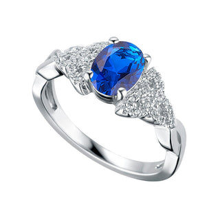 STERLING SILVER CZ TRINITY BIRTHSTONE RING SEPTEMBER