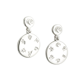sTERLING SILVER HISTORY OF IRELAND DISC EARRINGS