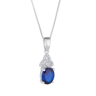 STERLING SLIVER CZ TRINITY BIRTHSTONE NECKLACE SEPTEMBER