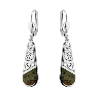 sTERLING SILVER MARBLE TRINITY KNOT DROP EARRINGS