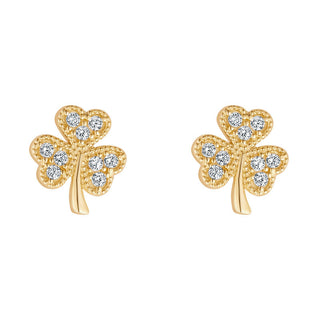 10K CZ SHAMROCK STUD EARRINGS