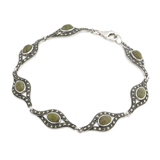 Sterling Silver MARBLE & MARCASITE BRACELET