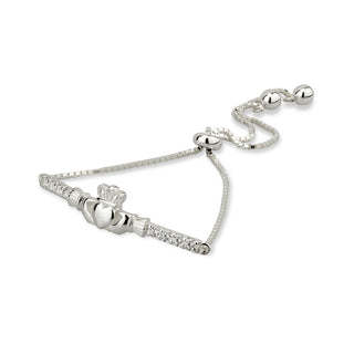 Sterling Silver CZ CLADDAGH DRAW STRING BRACELET