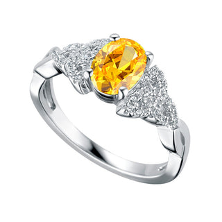 STERLING SILVER CZ TRINITY BIRTHSTONE RING NOVEMBER