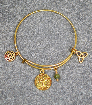 Wire Bracelet with Tree of Life and Connemara Marble