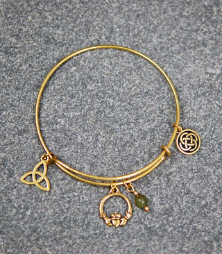 Wire Bracelet with Claddagh and Connemara Marble