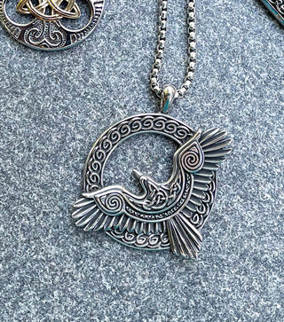 Stainless Steel Celtic Raven in Flight
