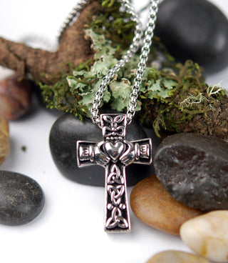 Claddagh Celtic Knot Cross Stainless Steel Pendant
