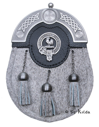 Sporran - Clan Crest in Targe Natural Bovine Antique