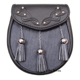 Sporran - Grey Bovine Chrome