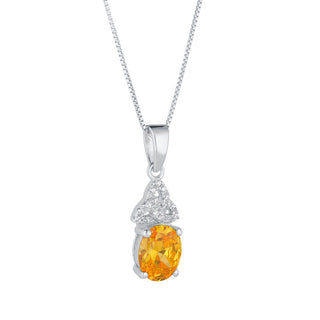 STERLING SLIVER CZ TRINITY BIRTHSTONE NECKLACE NOVEMBER
