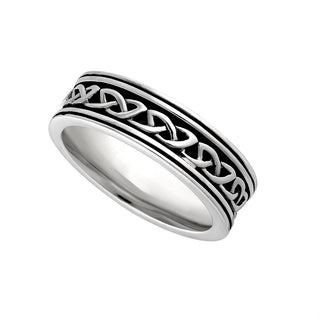 SILVER LADIES OXIDISED CELTIC KNOT BAND