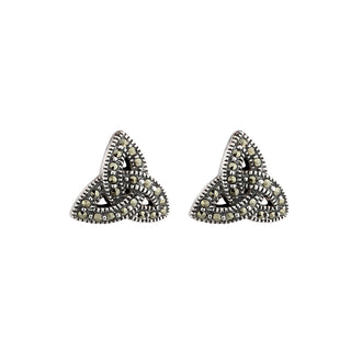 sTERLING SILVER TRINITY KNOT MARCASITE EARRINGS