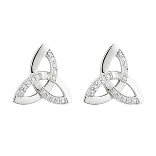 14CT WHITE DIA TRINITY KNOT STUD EARRINGS