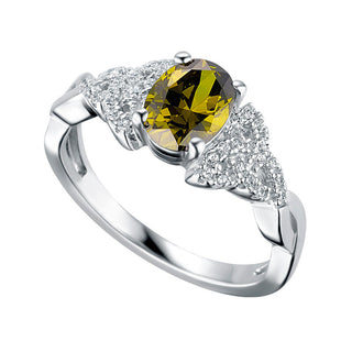 STERLING SILVER CZ TRINITY BIRTHSTONE RING AUGUST
