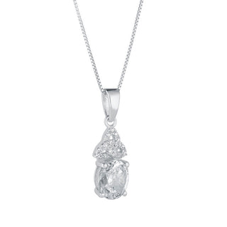 STERLING SLIVER CZ TRINITY BIRTHSTONE NECKLACE APRIL