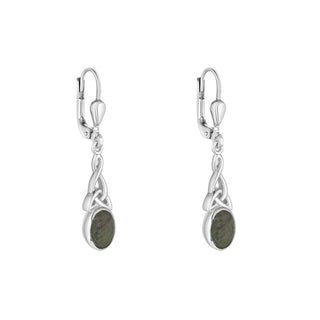 sTERLING SILVER MARBLE LONG TRINITY KNOT DROP EARRINGS