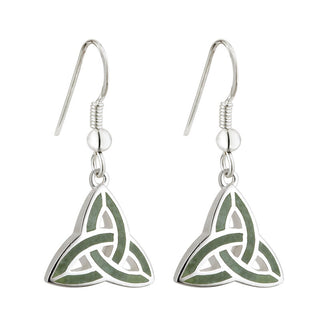 SILVER CONNEMARA MARBLE TRINITY KNOT DROP EARRINGS