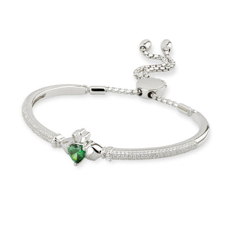 Sterling Silver CZ CLADDAGH DRAW STRING BANGLE