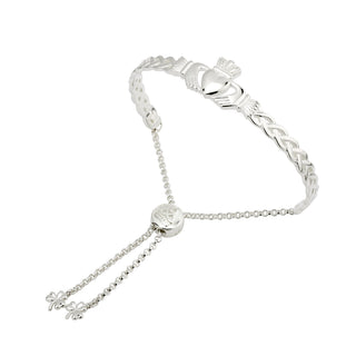 SILVER CELTIC CLADDAGH DRAW STRING BANGLE