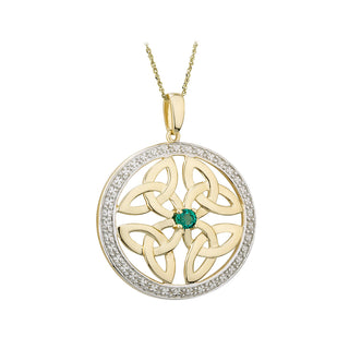 10K EMERALD ROUND FOUR TRINITY NECKLACE