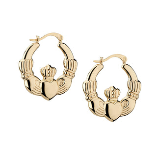 10K GOLD CLADDAGH CREOLE HOOPED EARRINGS