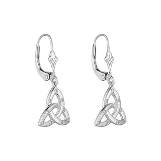 14KW FLUSH SET DIAMOND TRINITY KNOT DROP EARRINGS
