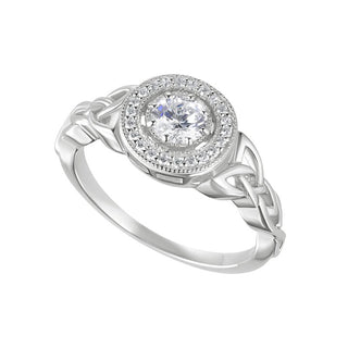 STERLING SILVERCLUSTER SET CZ TRINITY KNOT RING