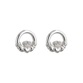 SILVER KIDS CLADDAGH STUD EARRINGS