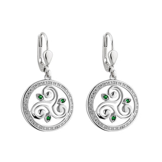 sTERLING SILVER CRYSTAL SPIRAL CIRCLE DROP EARRINGS