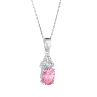 STERLING SLIVER CZ TRINITY BIRTHSTONE NECKLACE OCTOBER