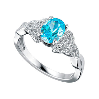 STERLING SILVER CZ TRINITY BIRTHSTONE RING MARCH